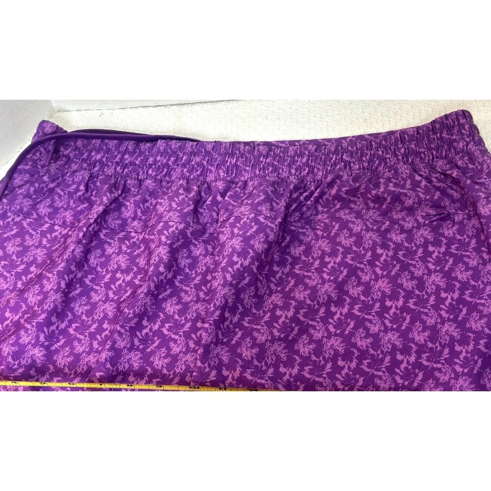 Purple Floral Active Skort Built-In Shorts UPF 50+ Stretch Size Size XL